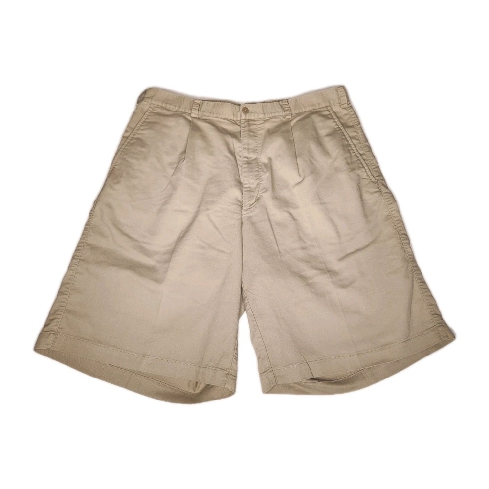 Nike Golf Mens Dri-FIT Pleated Shorts Khaki Tan Size 36 Cotton‎ Blend Twill